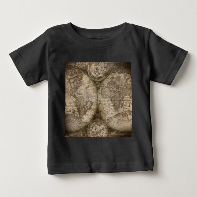 T-shirt Pour Bébé Antique Historique Ancien Monde Atlas Continents (Devant)
