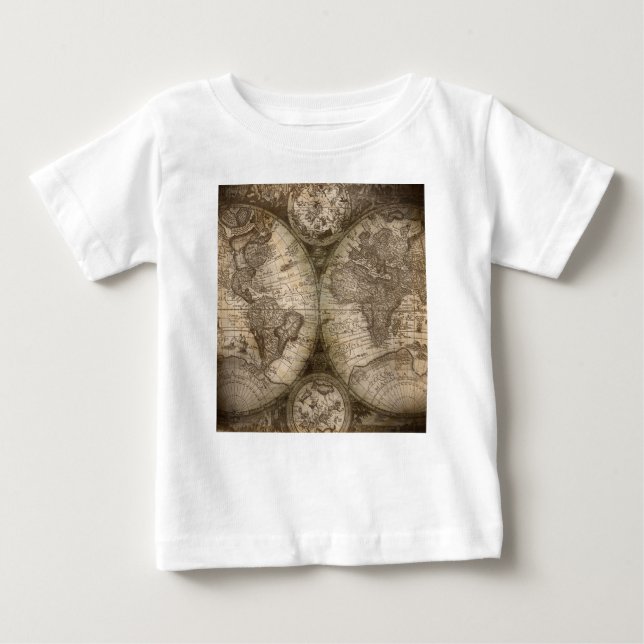 T-shirt Pour Bébé Antique Historique Ancien Monde Atlas Continents (Devant)