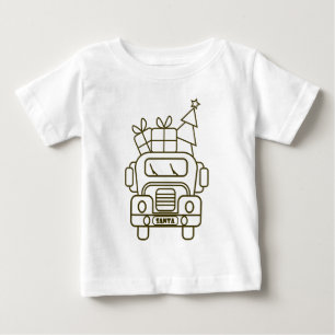 T-shirt Pour Bébé Aperçu camion de Noël Père Noël voiture vue avant