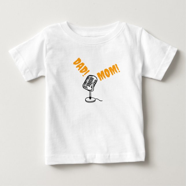 T-shirt Pour Bébé Appelle papa et maman au micro (Devant)