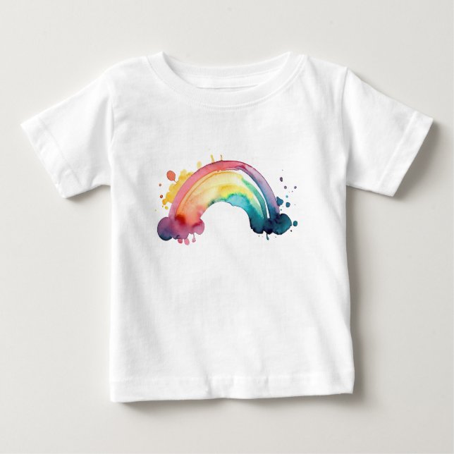 T-shirt Pour Bébé Aquarelle arc-en-ciel (Devant)