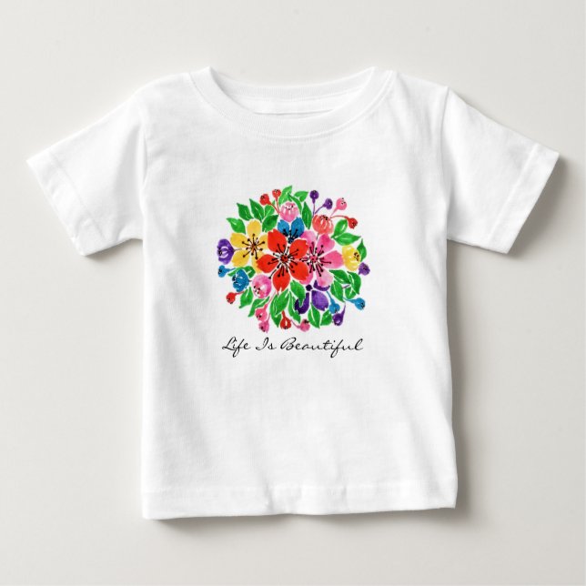 T-shirt Pour Bébé Aquarelle Arc-en-ciel (Devant)