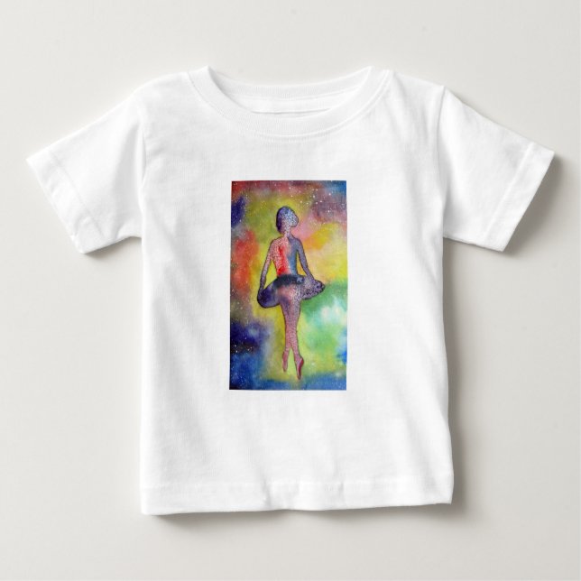 T-shirt Pour Bébé Aquarelle Ballerina Space BabyT-shirt (Devant)