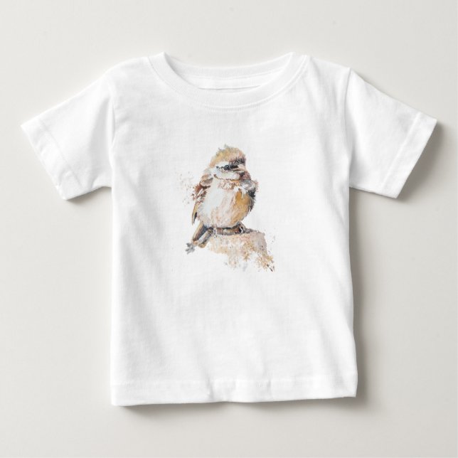T-shirt Pour Bébé Aquarelle Bébé Bruant avec Plumes rouillées (Devant)