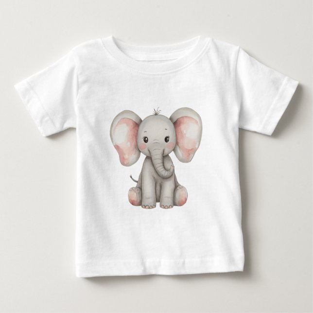 T-shirt Pour Bébé Aquarelle bébé éléphant (Devant)