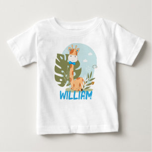 T-shirt Pour Bébé Aquarelle bébé Giraffe, Safari Animaux