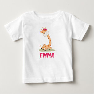 T-shirt Pour Bébé Aquarelle bébé Giraffe, Safari Animaux