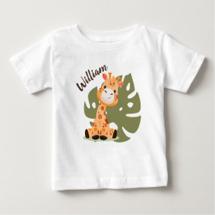 T-shirt Pour Bébé Aquarelle bébé Giraffe, Safari Animaux