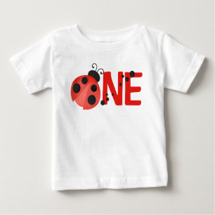 T-shirt Pour Bébé Aquarelle blanche Ladybug ONE 1er Anniversaire T-s