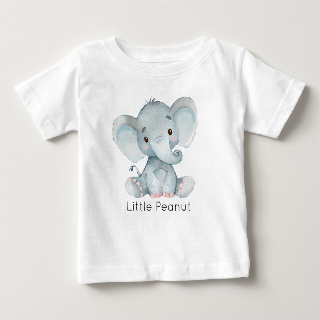 T-shirt Pour Bébé Aquarelle Blue Elephant (Devant)