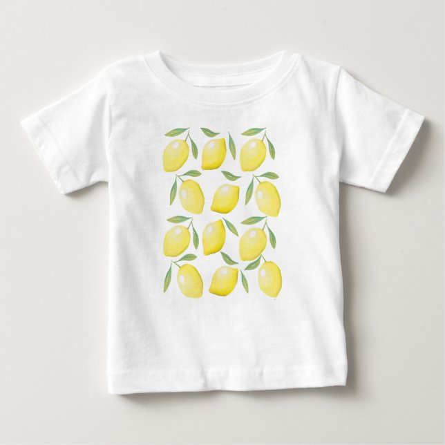 T-shirt Pour Bébé Aquarelle Citrons jaunes (Devant)