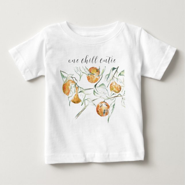 T-shirt Pour Bébé Aquarelle Citrus Fruit Chill Clementine Cutie (Devant)