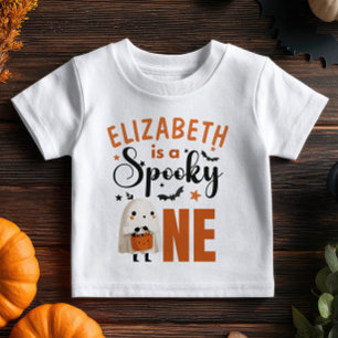 T-shirt Pour Bébé Aquarelle Cute Halloween Ghost Éffrayant Un nom