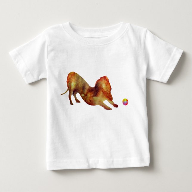 T-shirt Pour Bébé Aquarelle Dachshund & Ball (Devant)