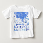 T-shirt Pour Bébé Aquarelle de l'île grecque Santorin (Devant)