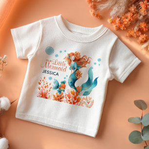 T-shirt Pour Bébé Aquarelle de sirène mignonne sous le nom de la fil