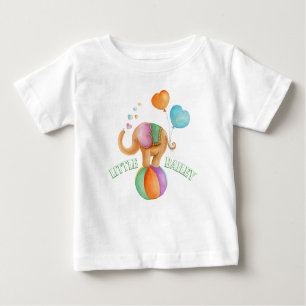 T-shirt Pour Bébé Aquarelle d'éléphant lunaire nom