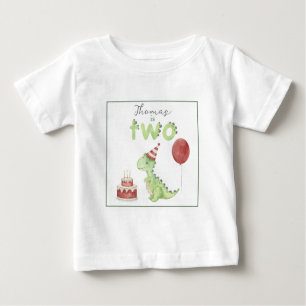 T-shirt Pour Bébé Aquarelle Dinosaur 2ème anniversaire