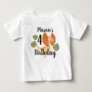 T-shirt Pour Bébé Aquarelle Dinosaure Verdure fête d'anniversaire