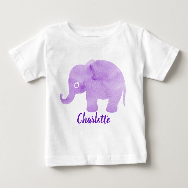 T-shirt Pour Bébé Aquarelle Eléphant Spot Impression personnalisable (Devant)