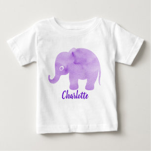T-shirt Pour Bébé Aquarelle Eléphant Spot Impression personnalisable