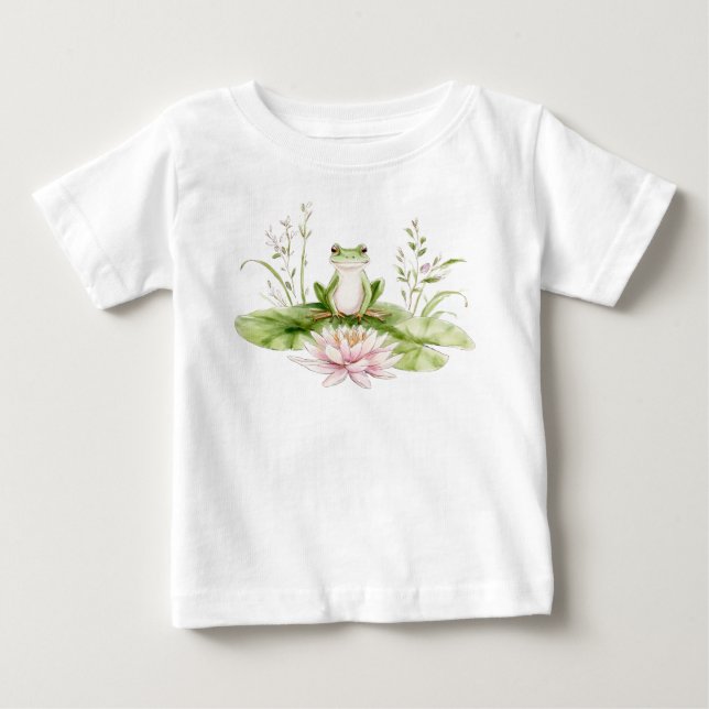 T-shirt Pour Bébé Aquarelle Grenouille verte (Devant)