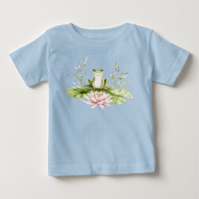 T-shirt Pour Bébé Aquarelle Grenouille verte (Devant)