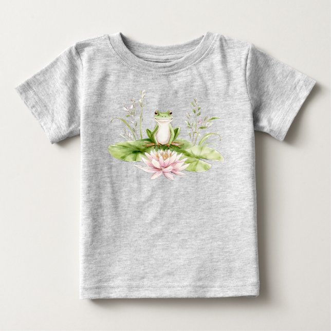 T-shirt Pour Bébé Aquarelle Grenouille verte (Devant)