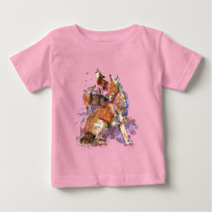 T-shirt Pour Bébé Aquarelle Howling Coyotes Animal Nature Art Baby