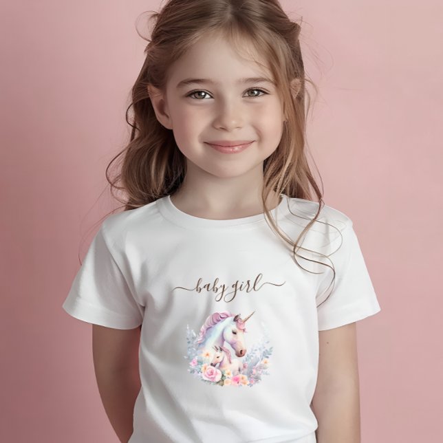T-shirt Pour Bébé Aquarelle Licorne de Printemps (Spring Unicorn Watercolor Baby T-Shirt)