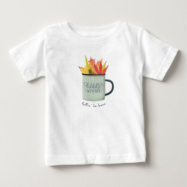 T-shirt Pour Bébé Aquarelle Météo Coulée Feuilles Automne (Devant)