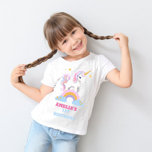 T-shirt Pour Bébé Aquarelle moderne Rainbow Unicorn Famille d'annive