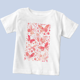T-shirt Pour Bébé Aquarelle papillon rose