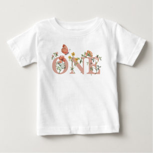 T-shirt Pour Bébé Aquarelle Petit Fleur sauvage 1er anniversaire
