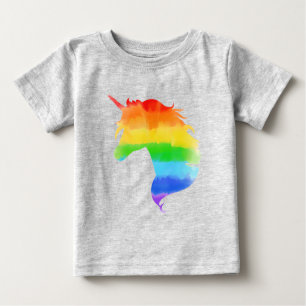 T-shirt Pour Bébé Aquarelle Rainbow Unicorn