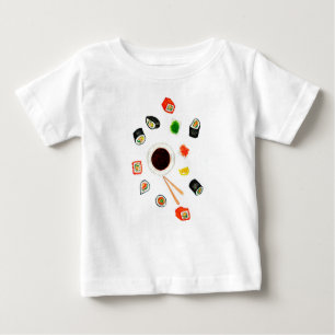 T-shirt Pour Bébé Aquarelle réglée de sushi