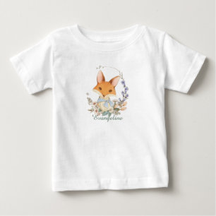 T-shirt Pour Bébé Aquarelle renard Vintage
