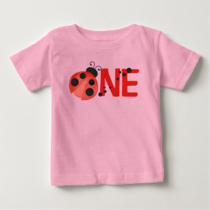 T-shirt Pour Bébé Aquarelle rose Ladybug ONE 1er Anniversaire T-shir