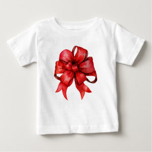 T-shirt Pour Bébé Aquarelle Rouge Noël Bow