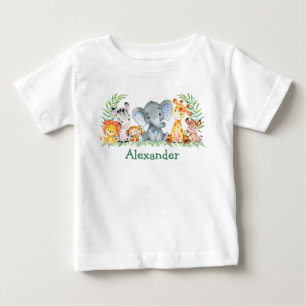 T-shirt Pour Bébé Aquarelle Safari bébé animal éléphant