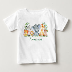 T-shirt Pour Bébé Aquarelle Safari bébé animaux éléphant