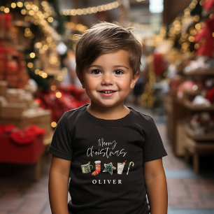 T-shirt Pour Bébé Aquarelle sucre de canne de boissons de Noël