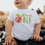 T-shirt Pour Bébé Aquarelle Sweet One Peach 1er Birthday Girl<br><div class="desc">Cute Aquarelle pêche une illustration bébé fille 1er anniversaire t-shirt</div>
