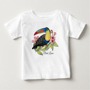 T-shirt Pour Bébé Aquarelle Toucan Bird Avec Fleurs