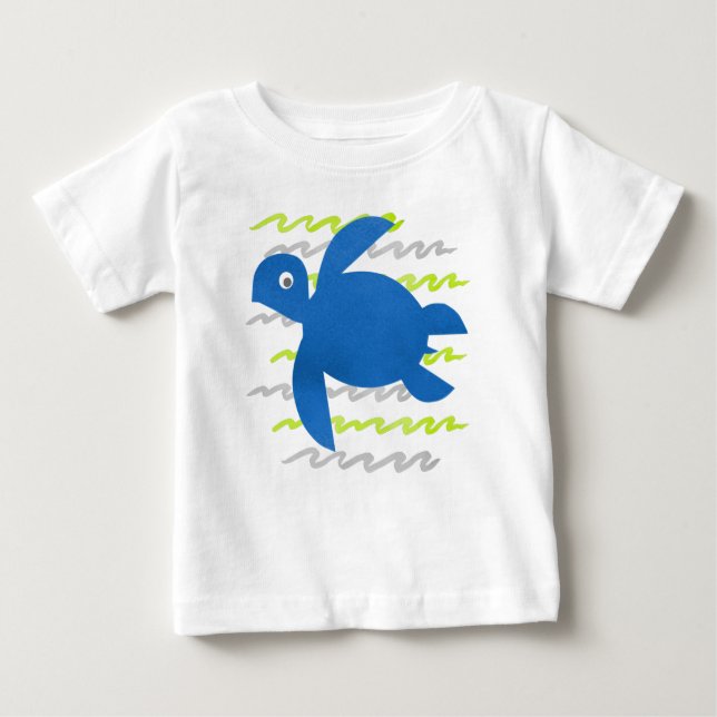 T-shirt Pour Bébé Aquarelle Vagues de tortue marine (Devant)