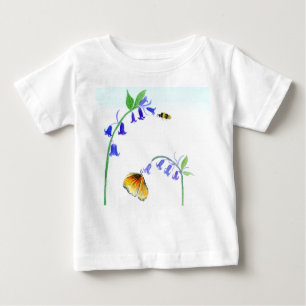 T-shirt Pour Bébé Aquarelle Virginia Bluebells Avec Papillon