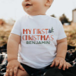 T-shirt Pour Bébé Aquarelle Whimsical Mon prénom de Noël Bébé<br><div class="desc">belle aquarelle main a lettré mon premier t-shirt enfant avec illustration de Noël et de pin. Personnalisable !</div>