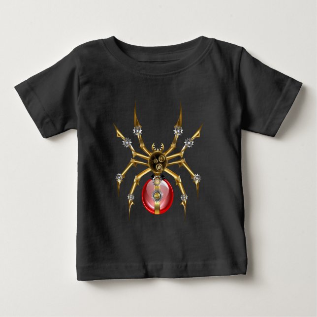 T-shirt Pour Bébé Araignée en vapeur noire (Devant)