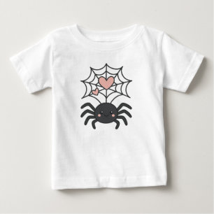 T-shirt Pour Bébé Araignée souriante tissant une toile de cœur Hallo