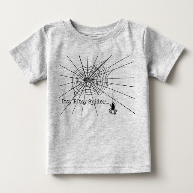 T-shirt Pour Bébé Araignée suspendue dans une web Halloween gothique (Devant)